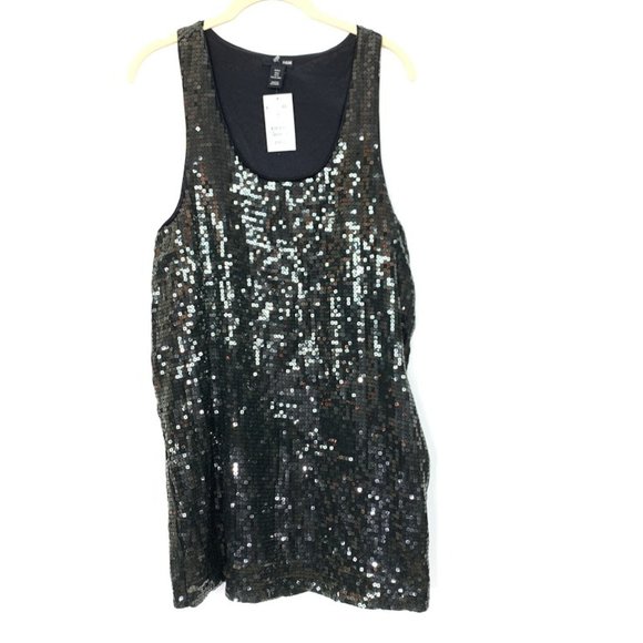 H&M Sequin Scoop Neck Sleeveless Shift‎ Dress - Picture 1 of 8